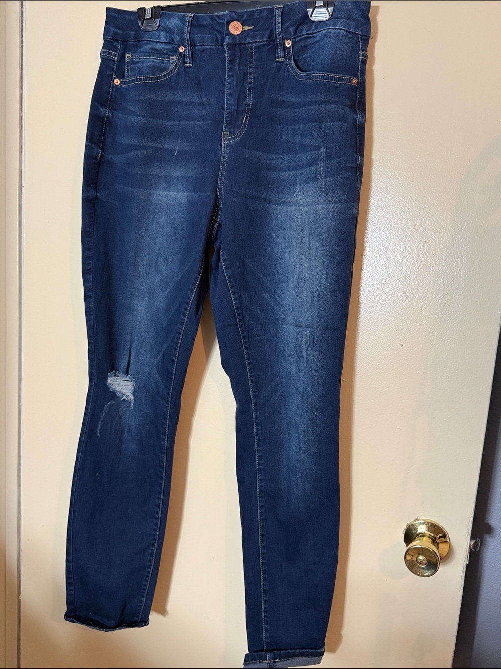 Royalty For Me Dark Blue Skinny Jeans with Distressed Knee